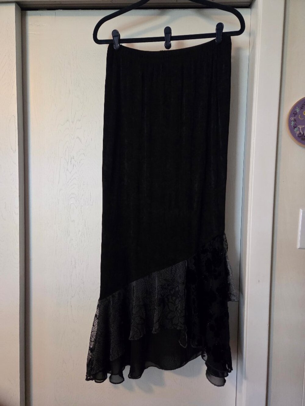 Vintage Spencer Alexis Size 6 Black Maxi Skirt Asymmetric Whimsigoth USA